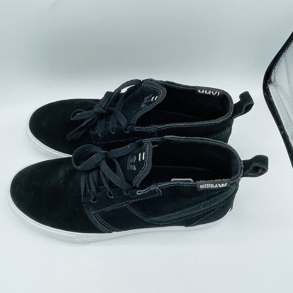 Supra Shoes Mens 10 Black & White Suede Leather MMVI Kensington Skate Sneakers - Picture 7 of 13